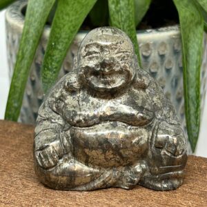 Happy Buddha Figur Pyrit