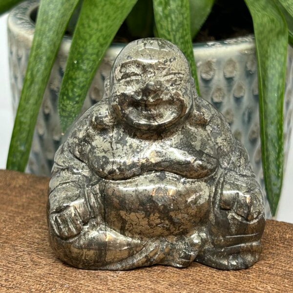 Happy Buddha Figur Pyrit