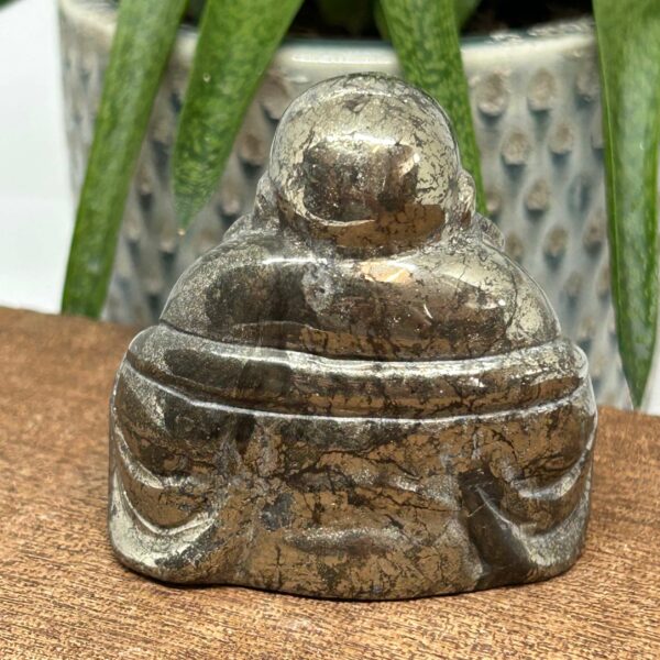 Happy Buddha Figur 6 cm  Pyrit (3) - Billede 2