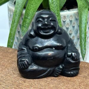Happy Buddha Figur Obsidian