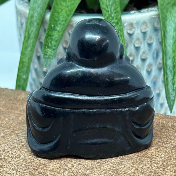 Happy Buddha Figur 6 cm Obsidian (4) - Billede 2