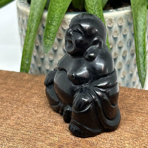 Happy Buddha Figur Obsidian