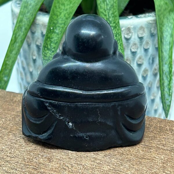 Happy Buddha Figur 6 cm Obsidian (5) - Billede 2