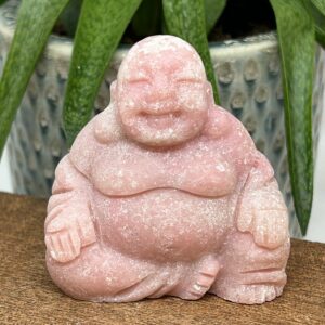 Happy Buddha Figur Pink Opal
