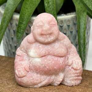 Happy Buddha Figur Pink Opal