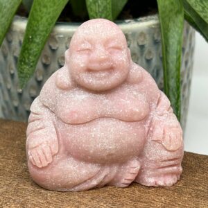 Happy Buddha Figur Pink Opal