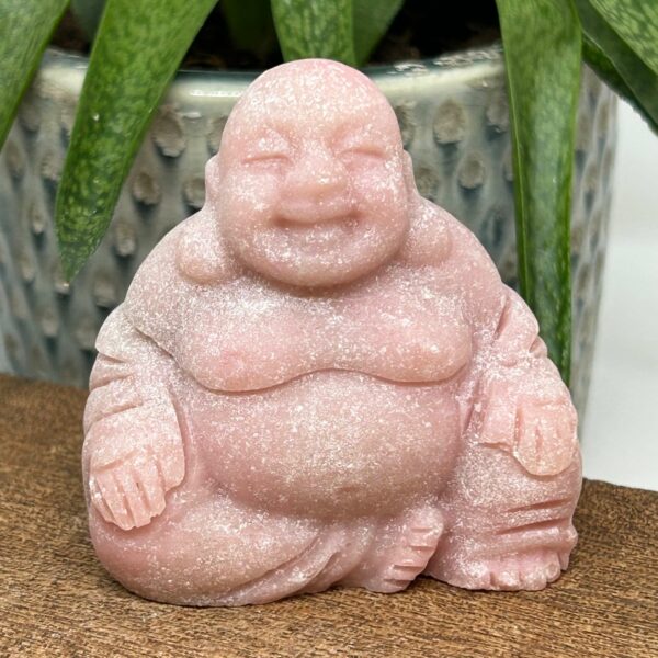 Happy Buddha Figur Pink Opal