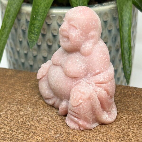 Happy Buddha Figur Pink Opal
