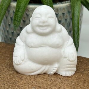 Happy Buddha Figur Hvid Jade