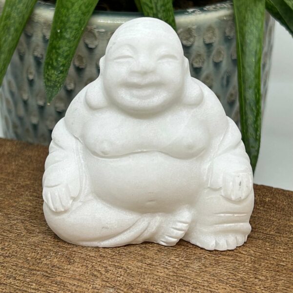 Happy Buddha Figur Hvid Jade