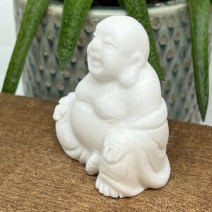 Happy Buddha Figur Hvid Jade