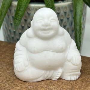 Happy Buddha Figur Hvid Jade