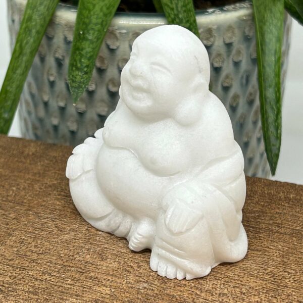 Happy Buddha Figur Hvid Jade