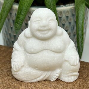 Happy Buddha Figur Hvid Jade