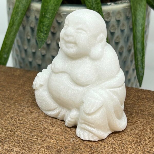 Happy Buddha Figur Hvid Jade