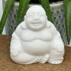 Happy Buddha Figur Hvid Jade