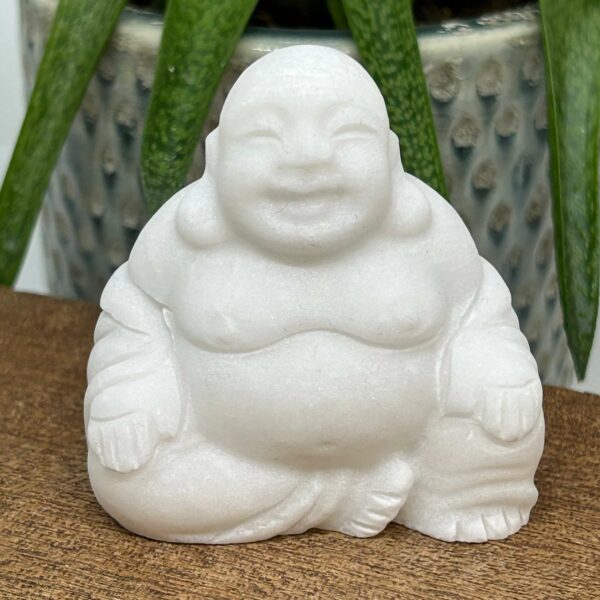 Happy Buddha Figur Hvid Jade