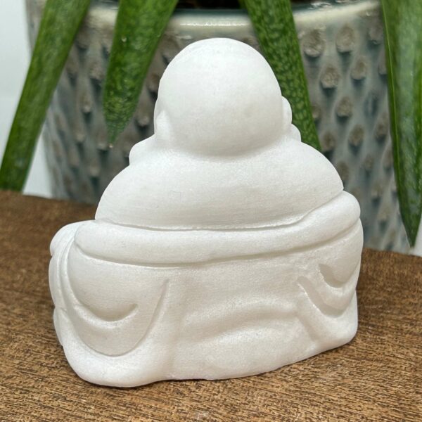 Happy Buddha Figur 6 cm Hvid Jade (23) - Billede 2