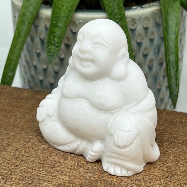 Happy Buddha Figur Hvid Jade