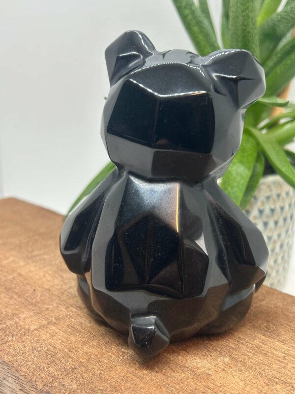 Geometrisk Bjørn/Bamse Figur Obsidian - Billede 3