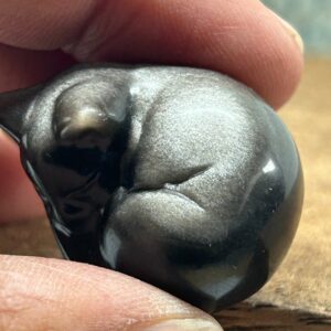 Kat Liggende Sølv Obsidian