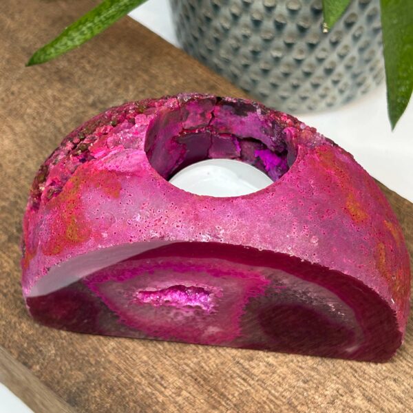 Pink Agat "Farvet" Lysestage (1) - Billede 2