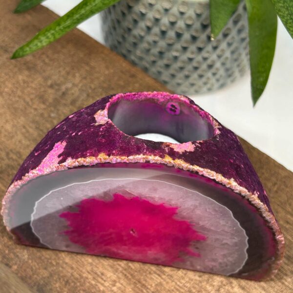 Pink Agat "Farvet" Lysestage (2) - Billede 2