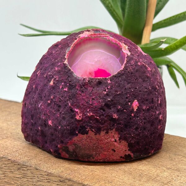 Pink Agat "Farvet" Lysestage (2) - Billede 3