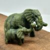 Elefant mor og barn Grøn Jade