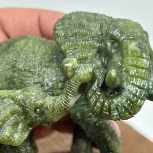 Elefant mor og barn Grøn Jade