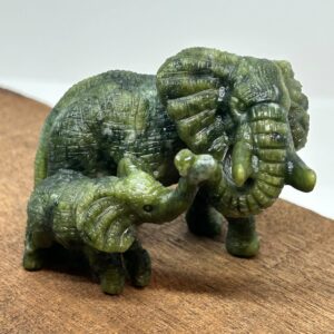 Elefant mor og barn Grøn Jade