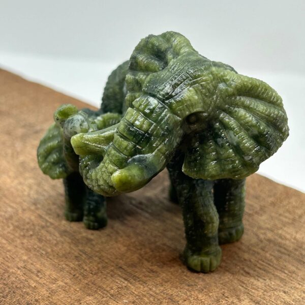 Elefant mor og barn Grøn Jade (2) - Billede 2