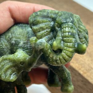 Elefant mor og barn Grøn Jade