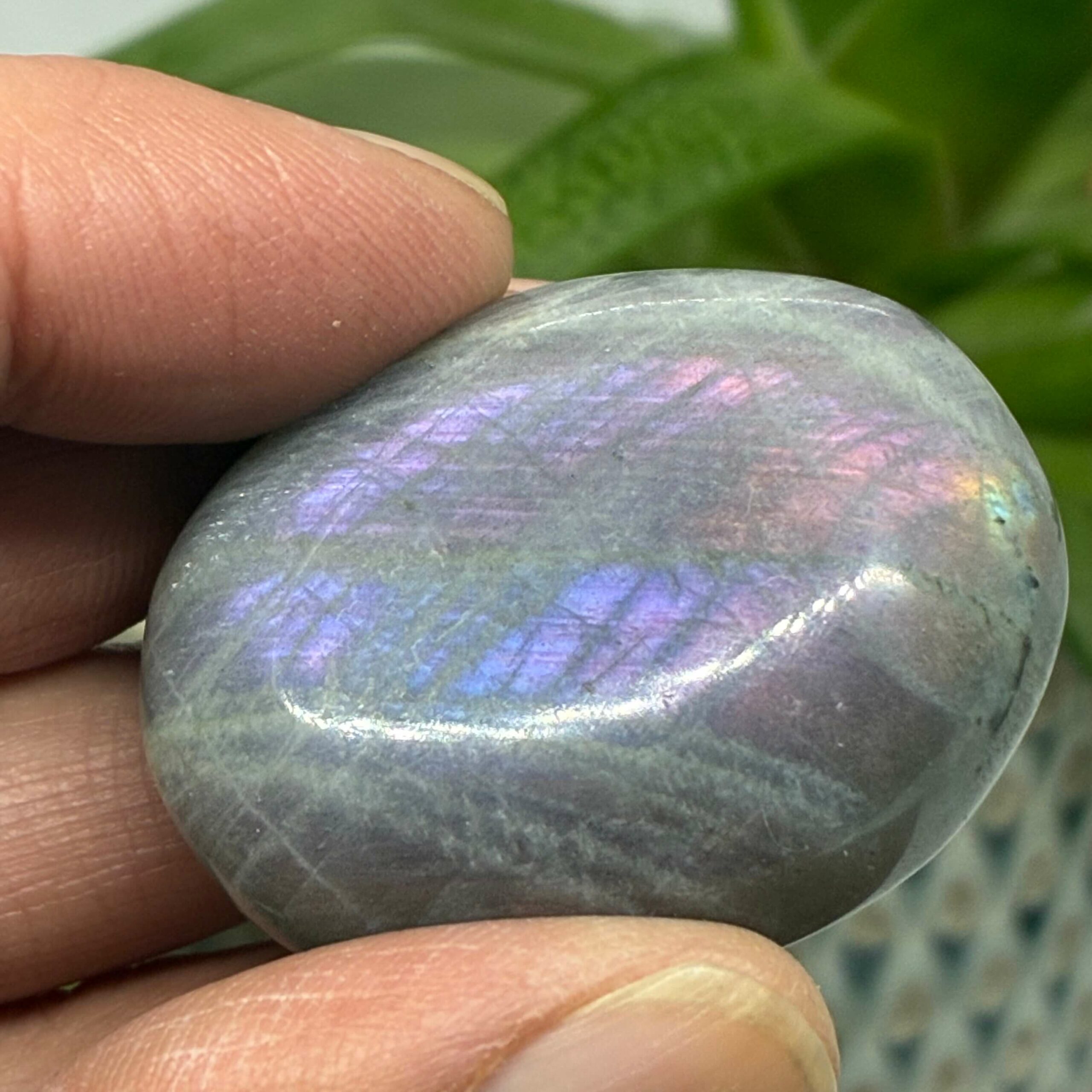 Labradorit Pink/Lilla Flash Mini Palmstone