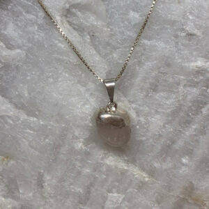 Mini Vedhæng Poleret Rosenkvarts (Sølv)