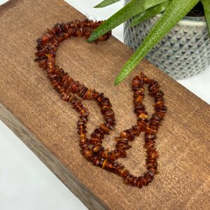 Lækker Rav Splitkæde i Mørke ravfarver.