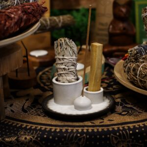 Røgelsesholder Keramik Hvid/Grå