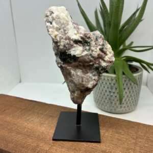 Turmalin - Epidot - Kvarts Råtykke på Metalfod