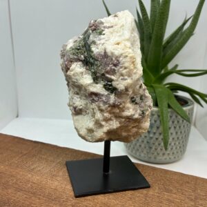 Turmalin - Epidot - Kvarts Råtykke på Metalfod