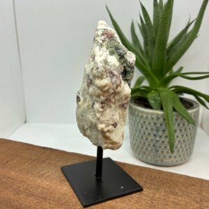 Turmalin - Epidot - Kvarts Råtykke på Metalfod