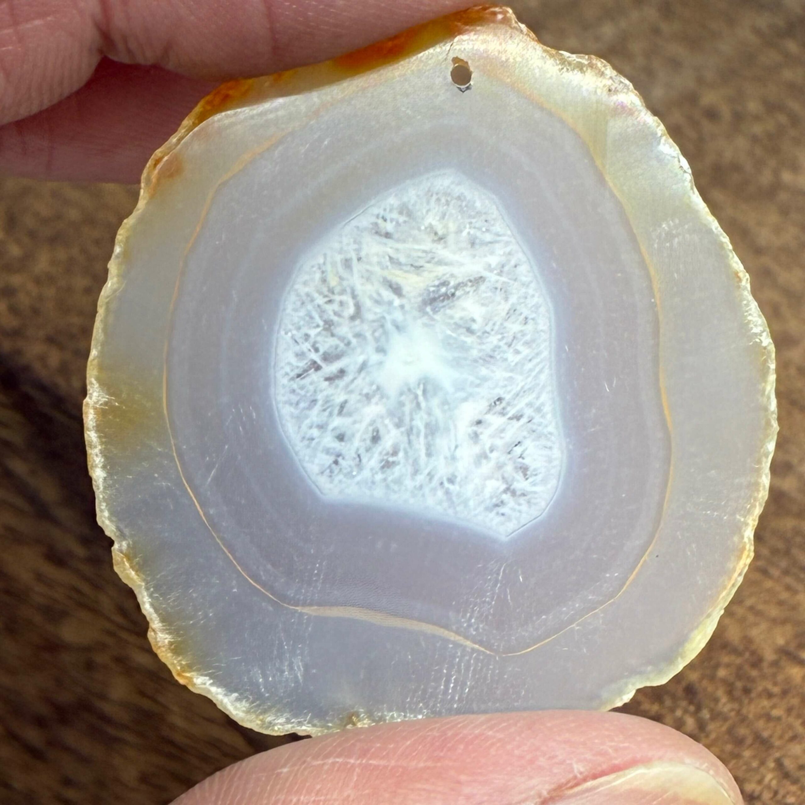 Iris Agat Skive Med Boret Hul