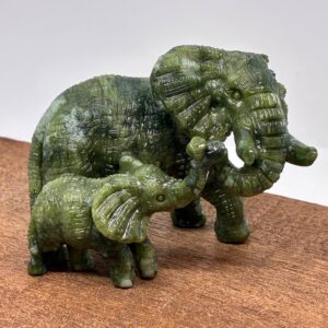 Elefant mor og barn Grøn Jade