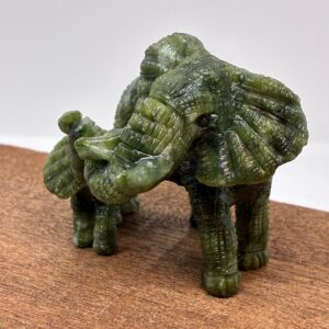 Alternative view of Elefant mor og barn Grøn Jade (1)