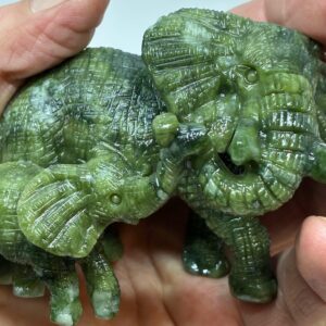 Elefant mor og barn Grøn Jade