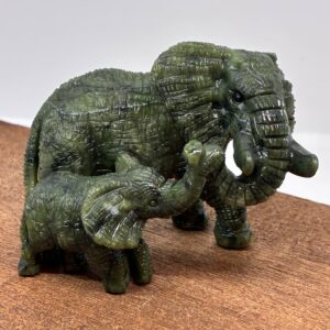 Elefant mor og barn Grøn Jade