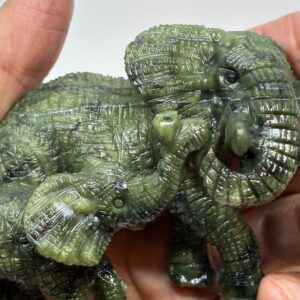 Elefant mor og barn Grøn Jade