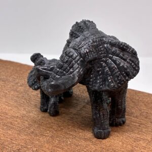 Alternative view of Elefant mor og barn Sort Qinghua Jade (3)