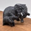 Elefant mor og barn Sort Qinghua Jade