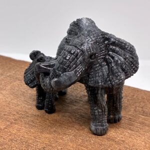 Alternative view of Elefant mor og barn Sort Qinghua Jade (4)