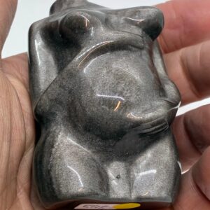 Gravid Kvinde Torso Obsidian Sølvflash